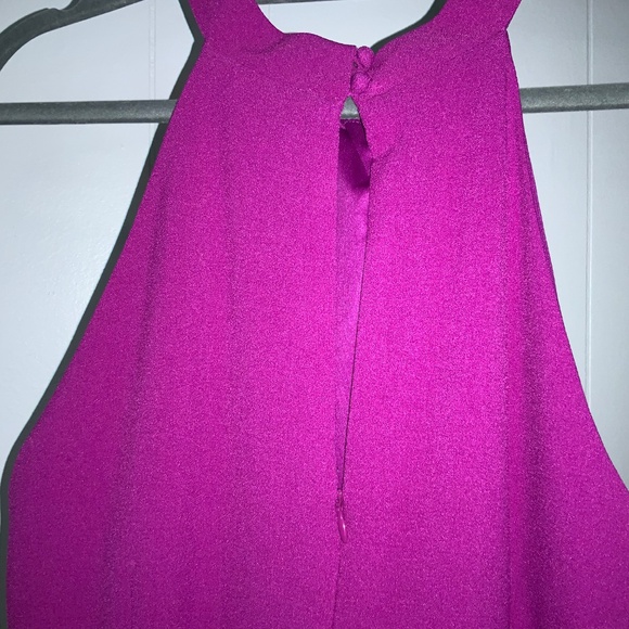 Julia Jordan fucshia twist neck crepe halter jumpsuit Sz 16 wide leg back zip - Picture 8 of 11